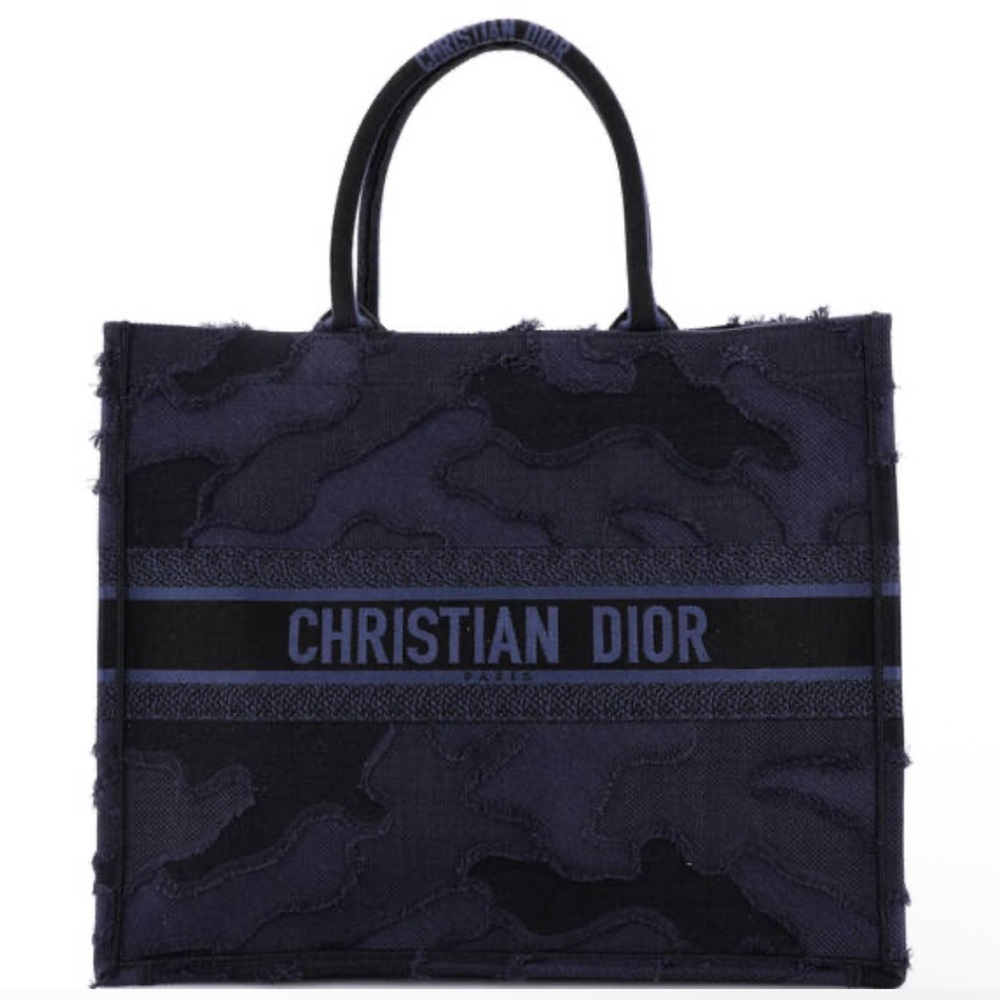 Christian Dior Navy Oblique / Runway Textured Book Tote (Large)